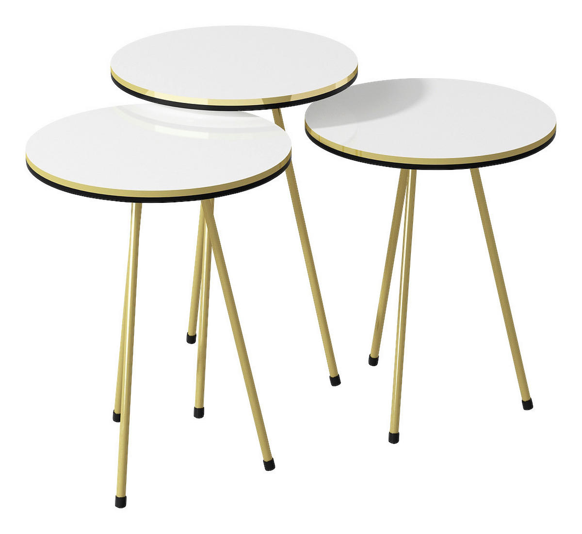 Beistelltisch 3er-Set. 21696306 weiß gold Optik Metall B/H/T: ca. 38x53,5x38 cm 3er-Set. 21696306 - gold/weiß (38,00/53,50/38,00cm) - moebel17