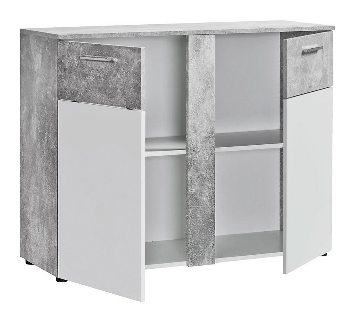 Kommode Trentino Beton Optik weiß B/H/T: ca. 100x81x40 cm Trentino - weiß (100,00/81,00/40,00cm)