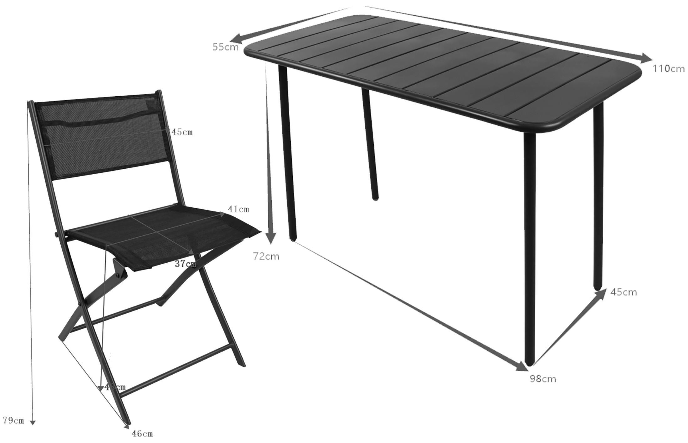 VCM Gartensitzgruppe Sumila schwarz Textilene B/H/L: ca. 45x79x46 cm Sumila - schwarz (46,00/45,00/79,00cm) - VCM