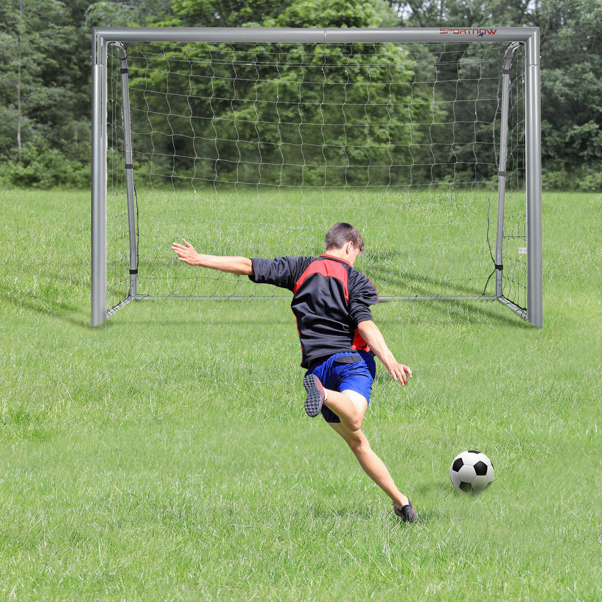 SPORTNOW Fußballtor grau Polyethylen B/H/L: ca. 85x160x240 cm Fußballtor - grau (240,00/85,00/160,00cm) - SPORTNOW