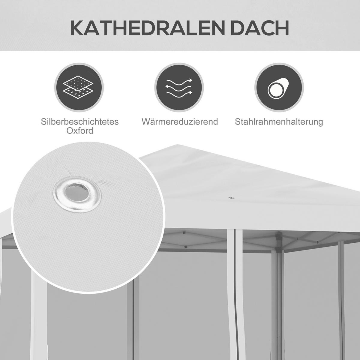 Outsunny Pavillon schwarz Metall B/H/L: ca. 295x260x295 cm Pavillon - schwarz/cremeweiß (295,00/295,00/260,00cm) - Outsunny
