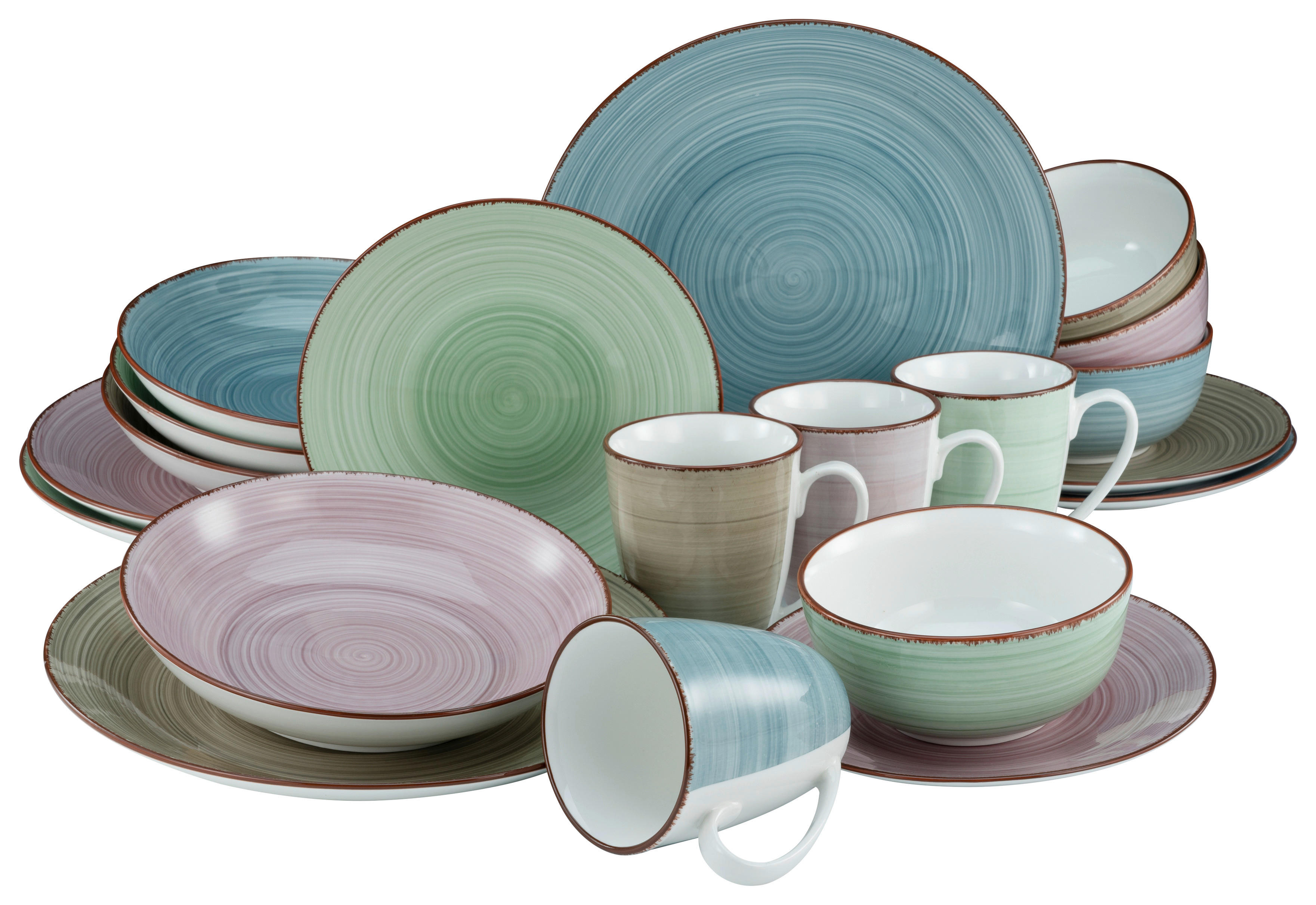 CreaTable Kombiservice Samba multicolor Porzellan 16 tlg. Samba - multicolor - CreaTable