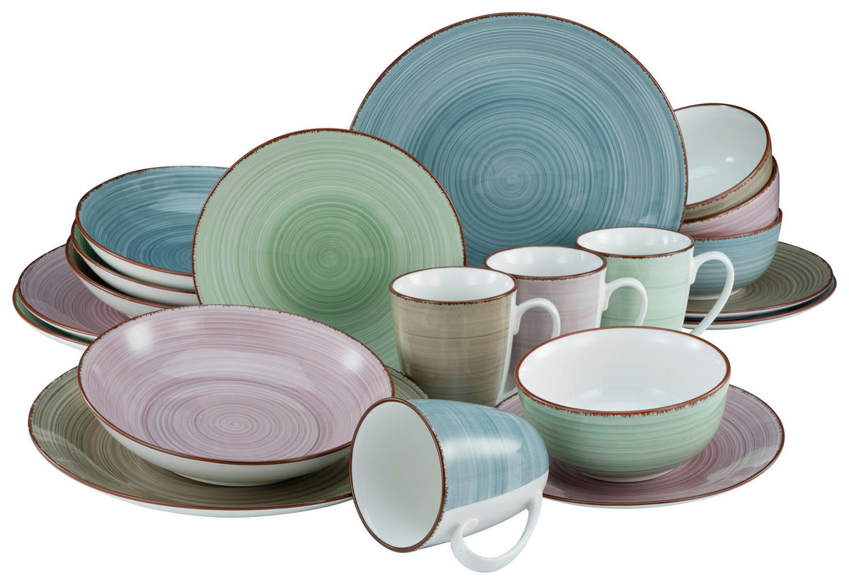 CreaTable Kombiservice Samba multicolor Porzellan 16 tlg. Samba - multicolor - CreaTable