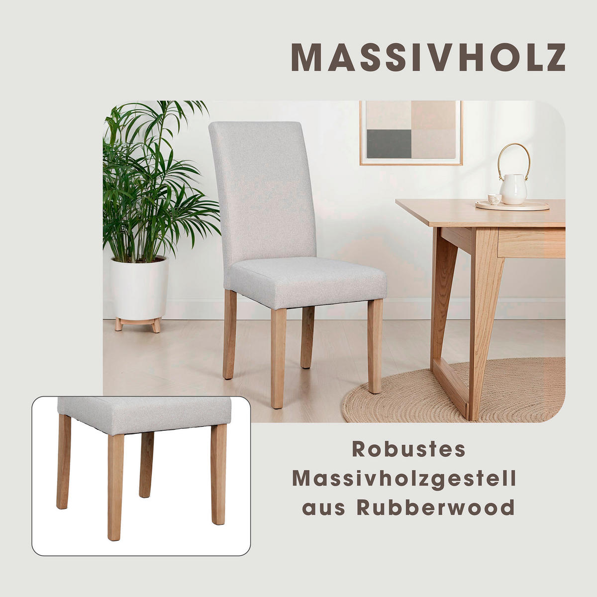 Stuhl ELIAS natur taupe Webstoff B/H/T: ca. 47x99,5x60 cm ELIAS - natur/taupe (47,00/99,50/60,00cm) - byLIVING