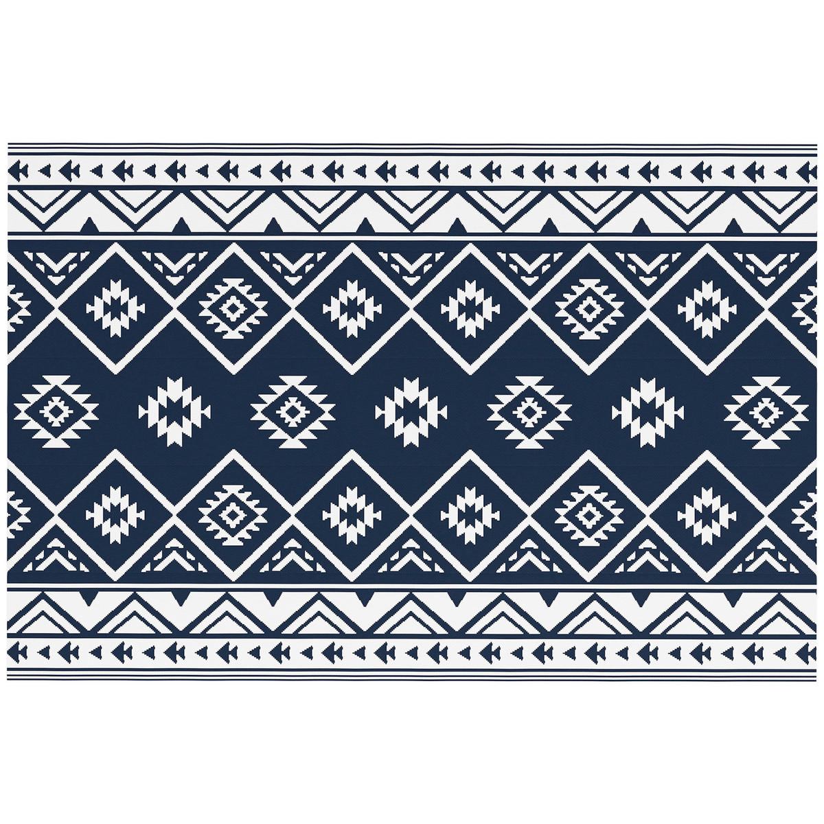 Outsunny Outdoor-Teppich blau B/H/L: ca. 274x182x0,3 cm Outdoor-Teppich - blau/weiß (0,30/274,00/182,00cm) - Outsunny