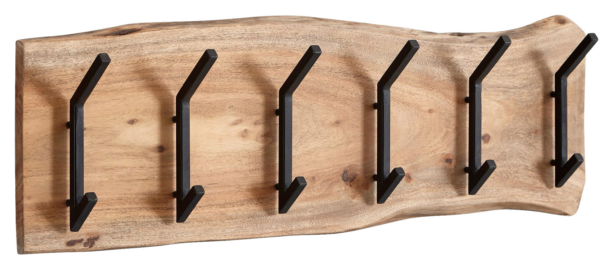 Wandgarderobe natur schwarz pulverbeschichtet B/H/T: ca. 100x29x12,5 cm Wandgarderobe - natur/schwarz (100,00/29,00/12,50cm) - Wohnling