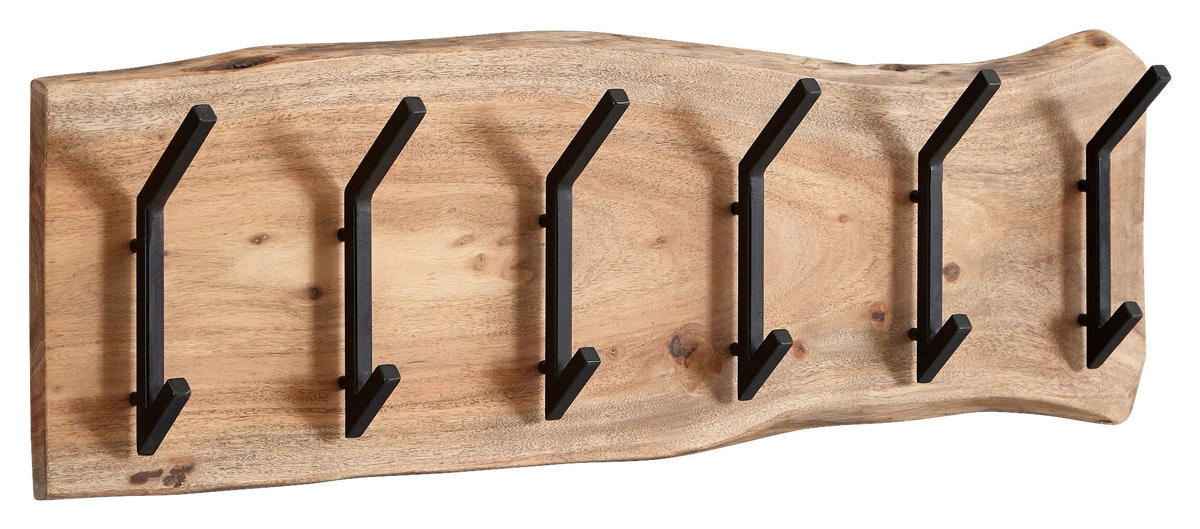 Wandgarderobe natur schwarz pulverbeschichtet B/H/T: ca. 100x29x12,5 cm Wandgarderobe - natur/schwarz (100,00/29,00/12,50cm) - Wohnling