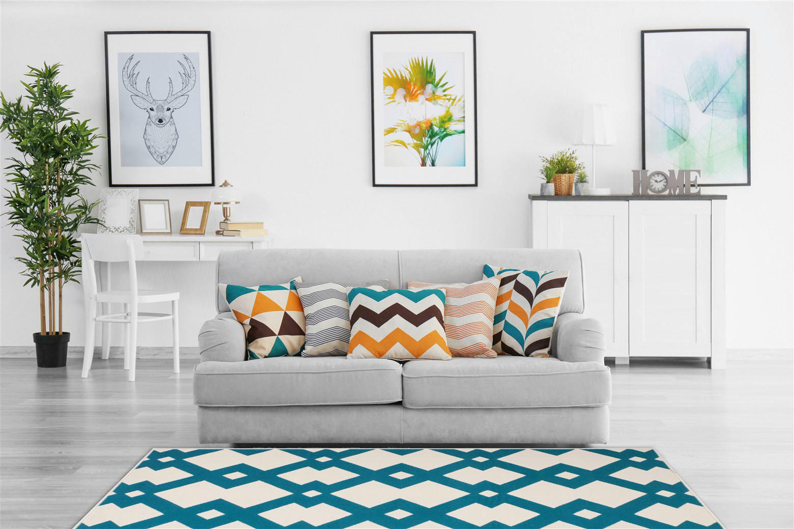 Kayoom Kurzflorteppich Now! 125 elfenbein B/L: ca. 160x230 cm Now! 125 - hellblau/elfenbein (160,00/230,00cm) - Kayoom
