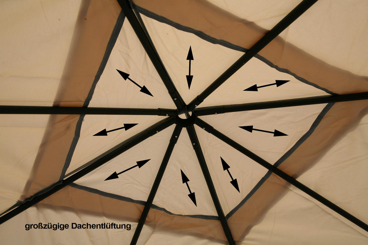 Grasekamp Pavillon Rimini Flex beige Stahl B/H/L: ca. 300x263x300 cm Rimini Flex - beige (300,00/300,00/263,00cm) - Grasekamp