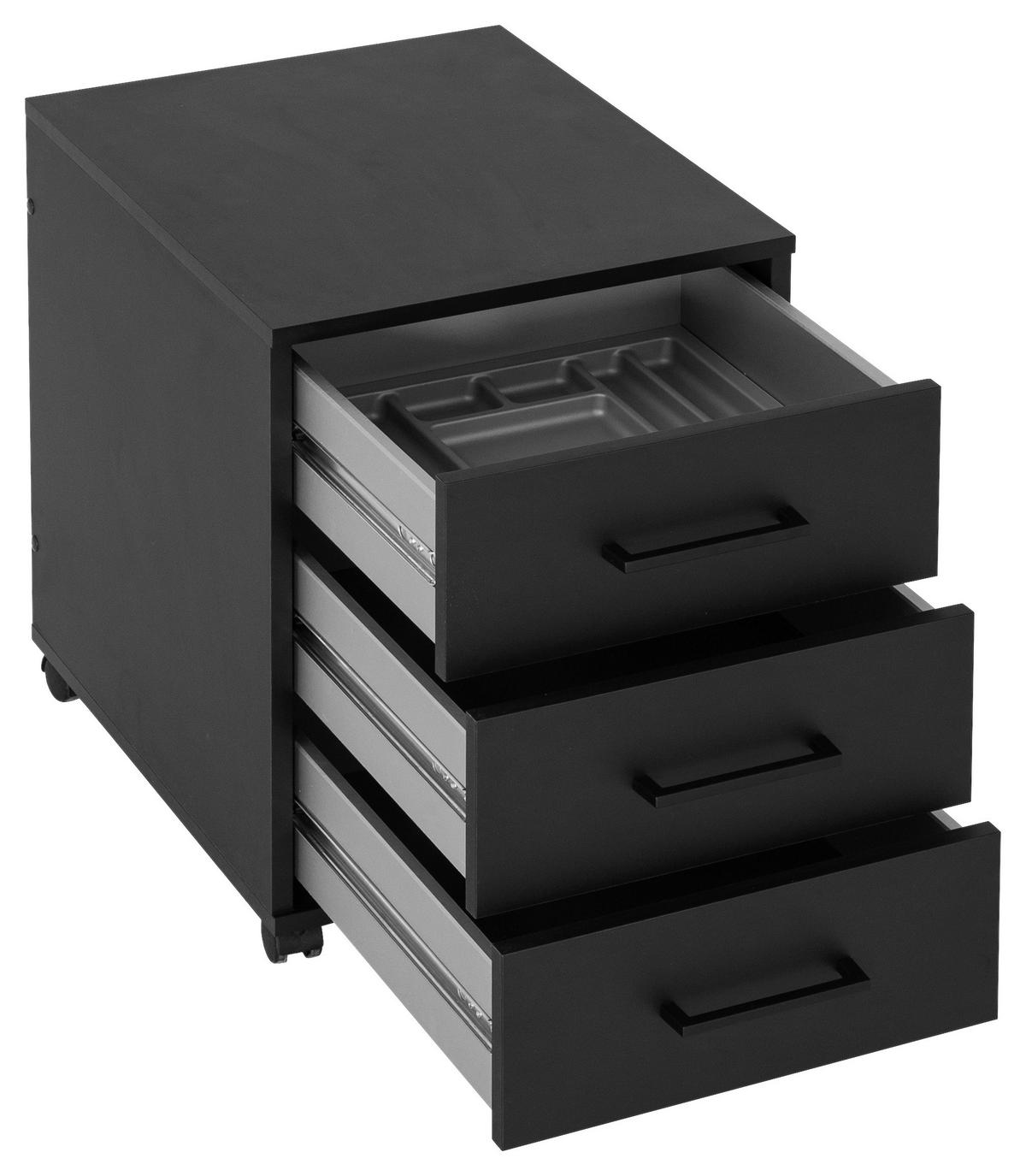 Rollcontainer Ruby schwarz matt B/H/T: ca. 40,1x57x50 cm Ruby - schwarz (40,10/57,00/50,00cm) - Möbelpartner