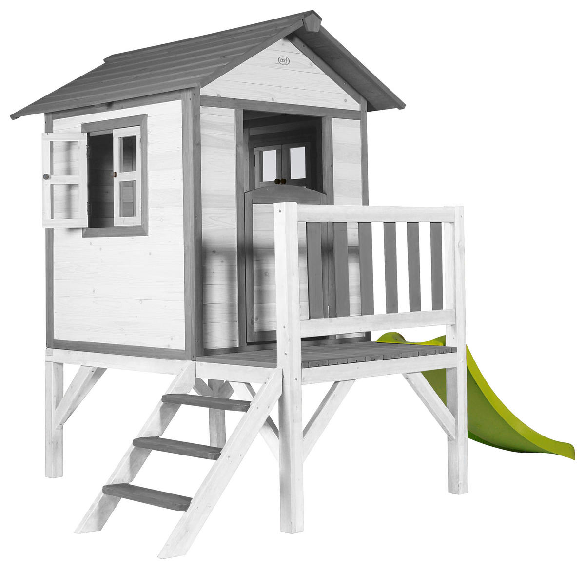 AXI Spielhaus Lodge XL grau B/H/L: ca. 240x189x167 cm Lodge XL - weiß/grün (167,00/240,00/189,00cm) - AXI