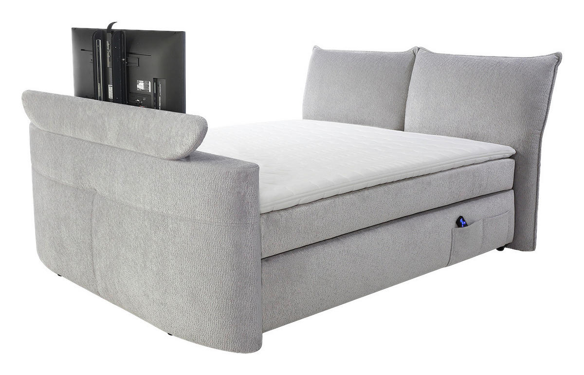 Boxspringbett  hellgrau Liegefläche B/L: ca. 180x200 cm Trailer_Max_Boxspringbett - hellgrau (207,00/114,00/254,00cm)