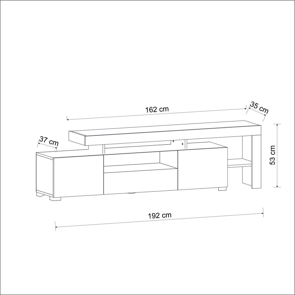 TV-Lowboard 9055 schwarz B/H/T: ca. 192x53x37 cm 9055 - schwarz (192,00/53,00/37,00cm) - moebel17