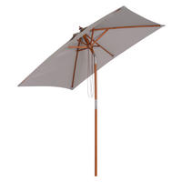 Outsunny Sonnenschirm grau Holz B/H/L: ca. 150x230x200 cm Sonnenschirm_knickbar - grau (200,00/150,00/230,00cm) - Outsunny