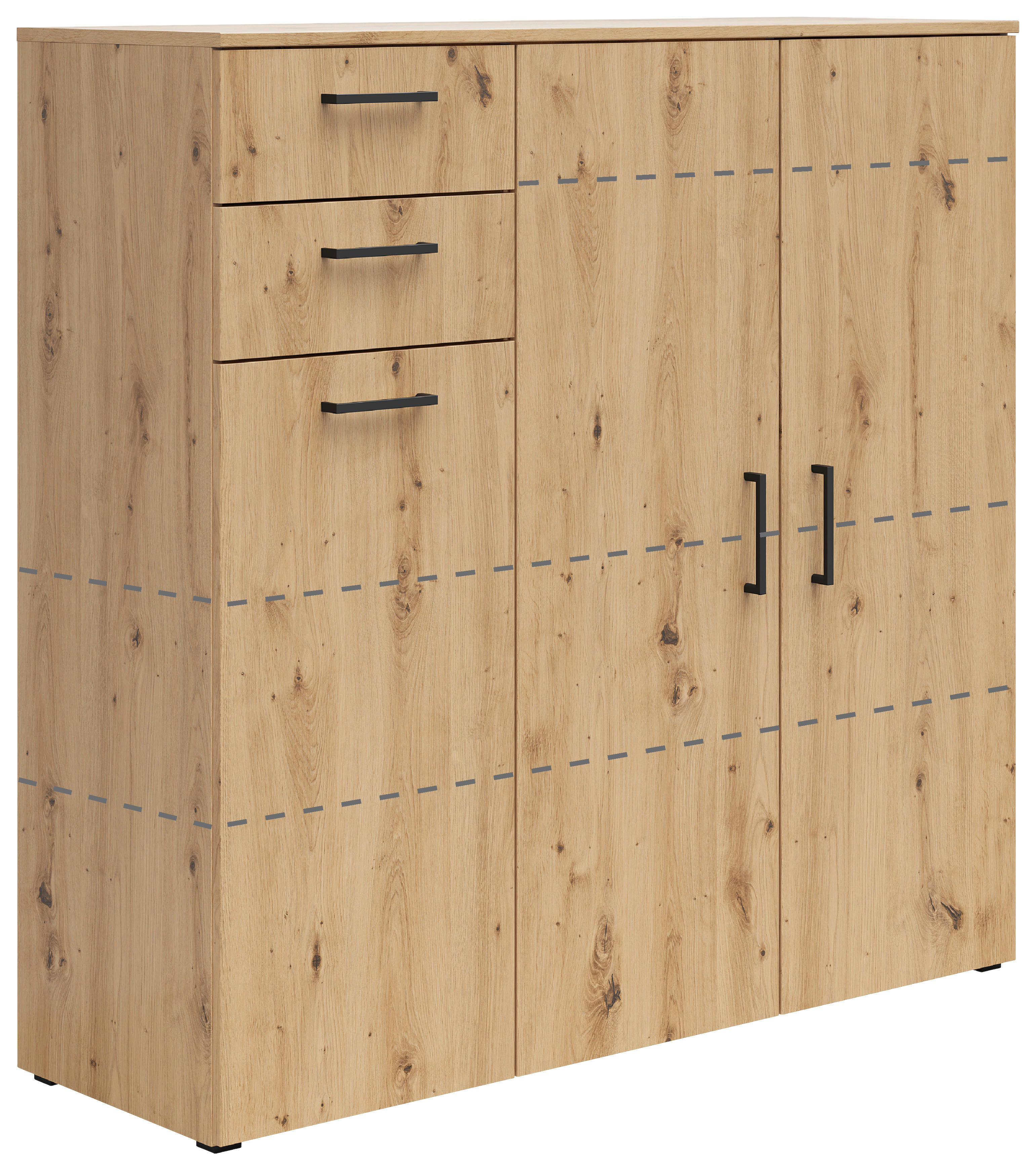 Kommode Multi-Stauraum Typ 33 Eiche Artisan Nachbildung B/H/T: ca. 120x115x40 cm Multi-Stauraum Typ 33 - Eiche (120,00/115,00/40,00cm)