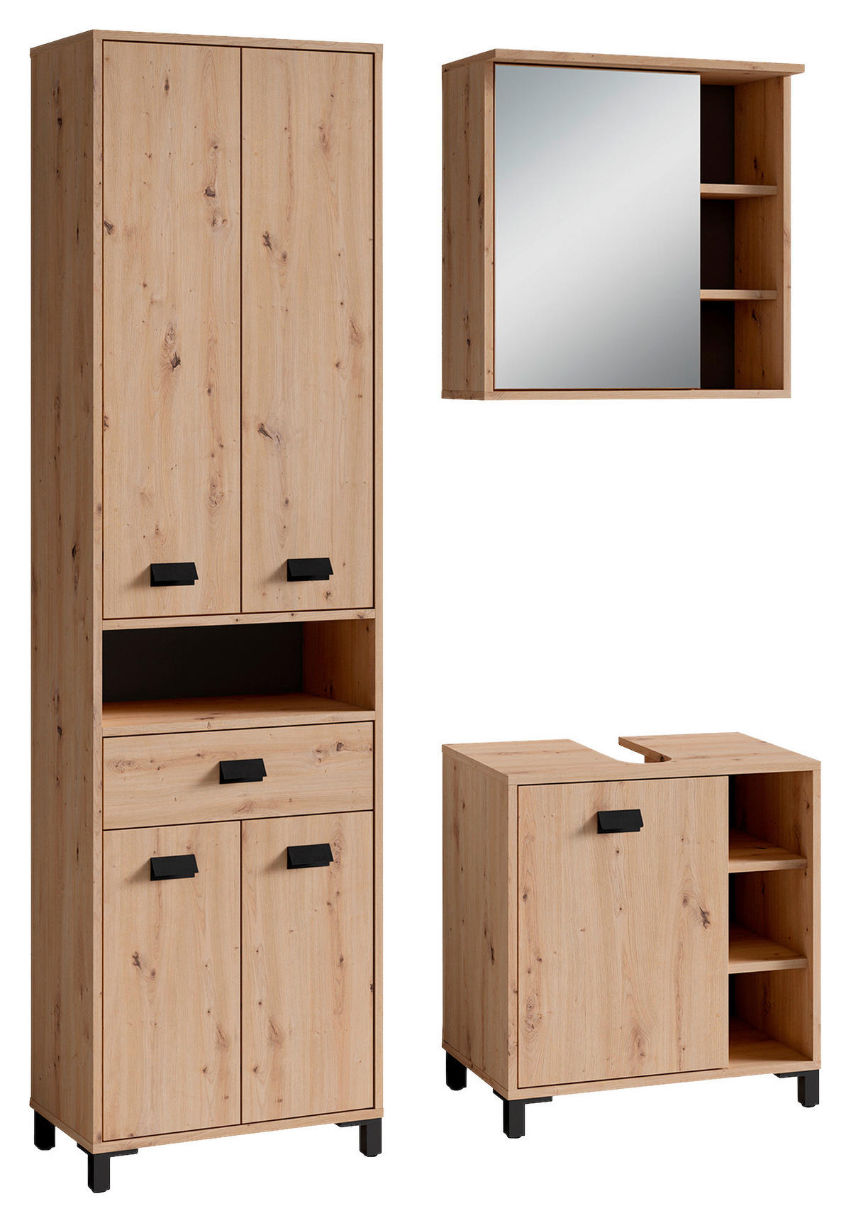 Badezimmer-Set WELLNESS, Set 3-tlg. Eiche WELLNESS, Set 3-tlg. - Eiche - byLIVING