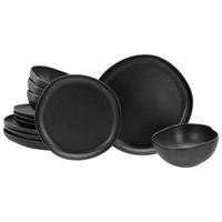 CreaTable Tafelservice Natura Organic schwarz Steinzeug 12 tlg. Natura Organic - schwarz - CreaTable