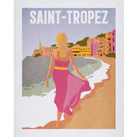 Komar Poster Vintage Travel Saint-Tropez Strand B/L: ca. 40x50 cm Vintage Travel Saint-Tropez - (40,00/50,00cm) - Komar