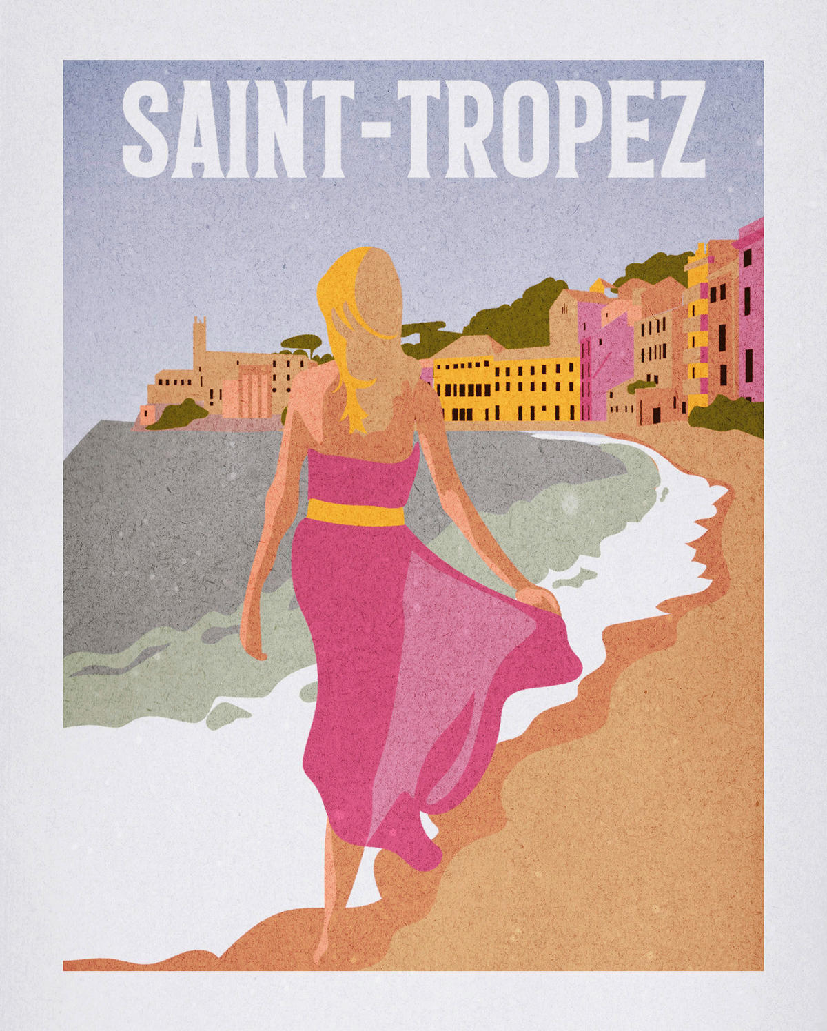 Komar Poster Vintage Travel Saint-Tropez Strand B/L: ca. 40x50 cm Vintage Travel Saint-Tropez - (40,00/50,00cm) - Komar
