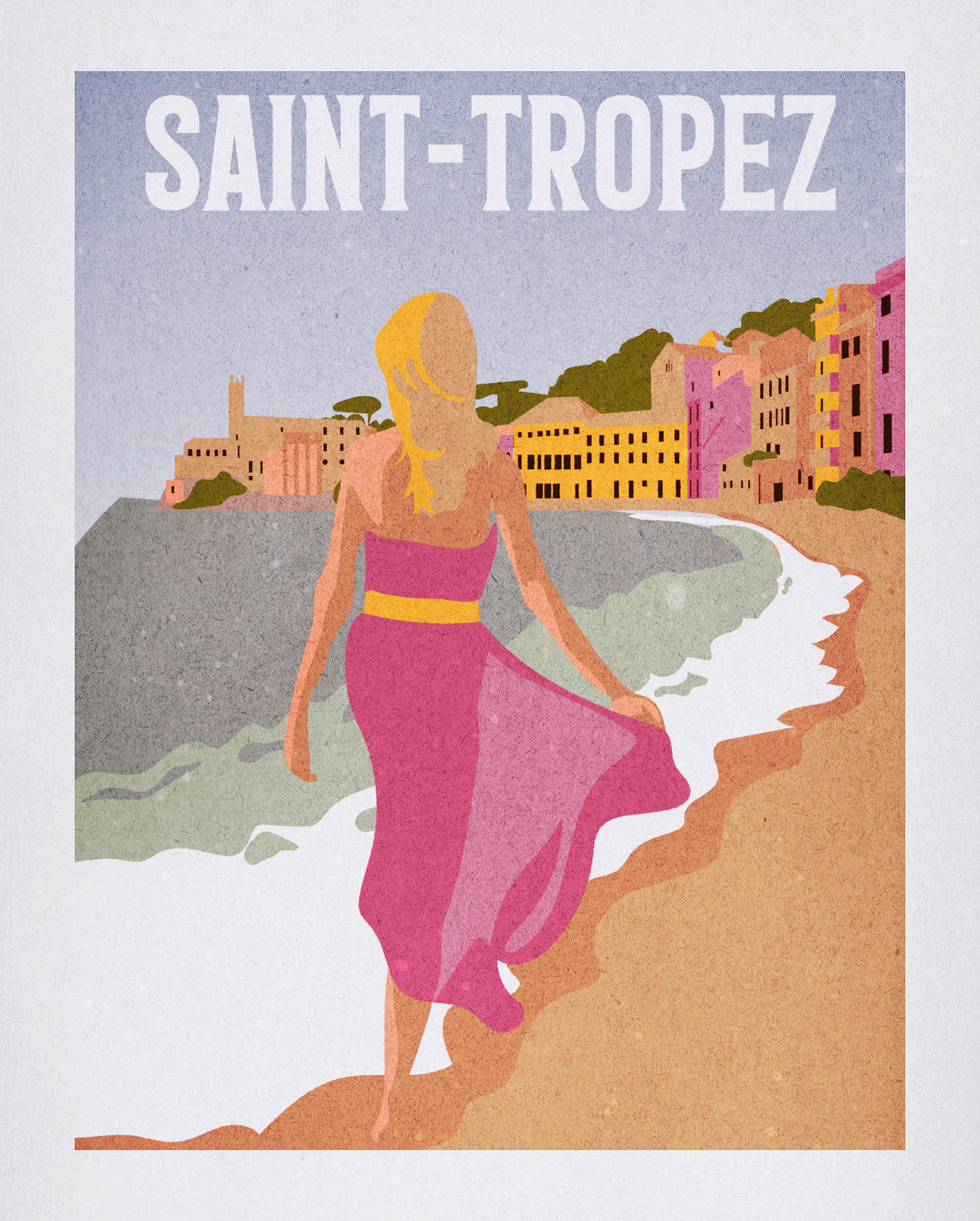 Komar Poster Vintage Travel Saint-Tropez Strand B/L: ca. 40x50 cm günstig online kaufen