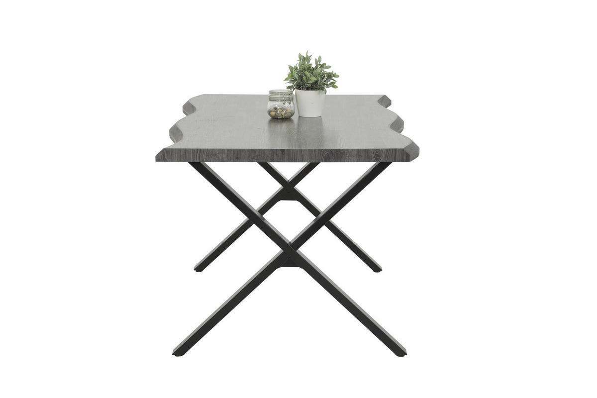 Esstisch Gerda grau Akazie Nachbildung B/H/T: ca. 140x76x90 cm Gerda - schwarz/grau (140,00/76,00/90,00cm)