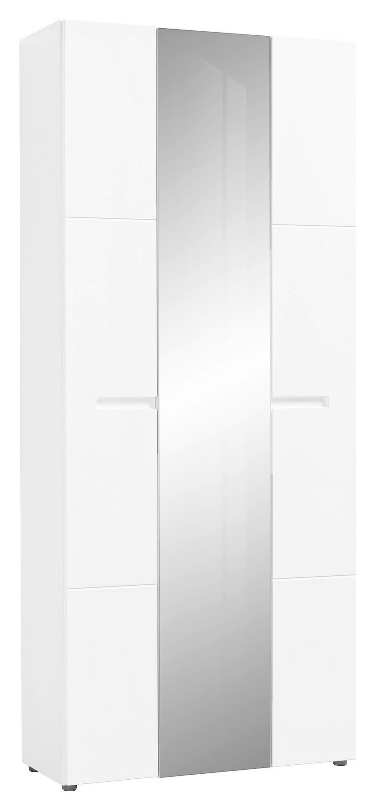 Mehrzweckschrank Mailand 23 weiß weiß Hochglanz B/H/T: ca. 86x202x35 cm Mailand 23 - weiß (86,00/202,00/35,00cm)