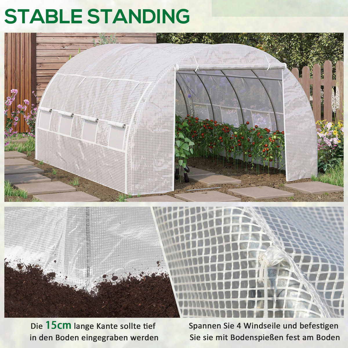 Outsunny Foliengewächshaus B/H/L: ca. 300x200x397 cm Foliengewächshaus - weiß (397,00/300,00/200,00cm) - Outsunny