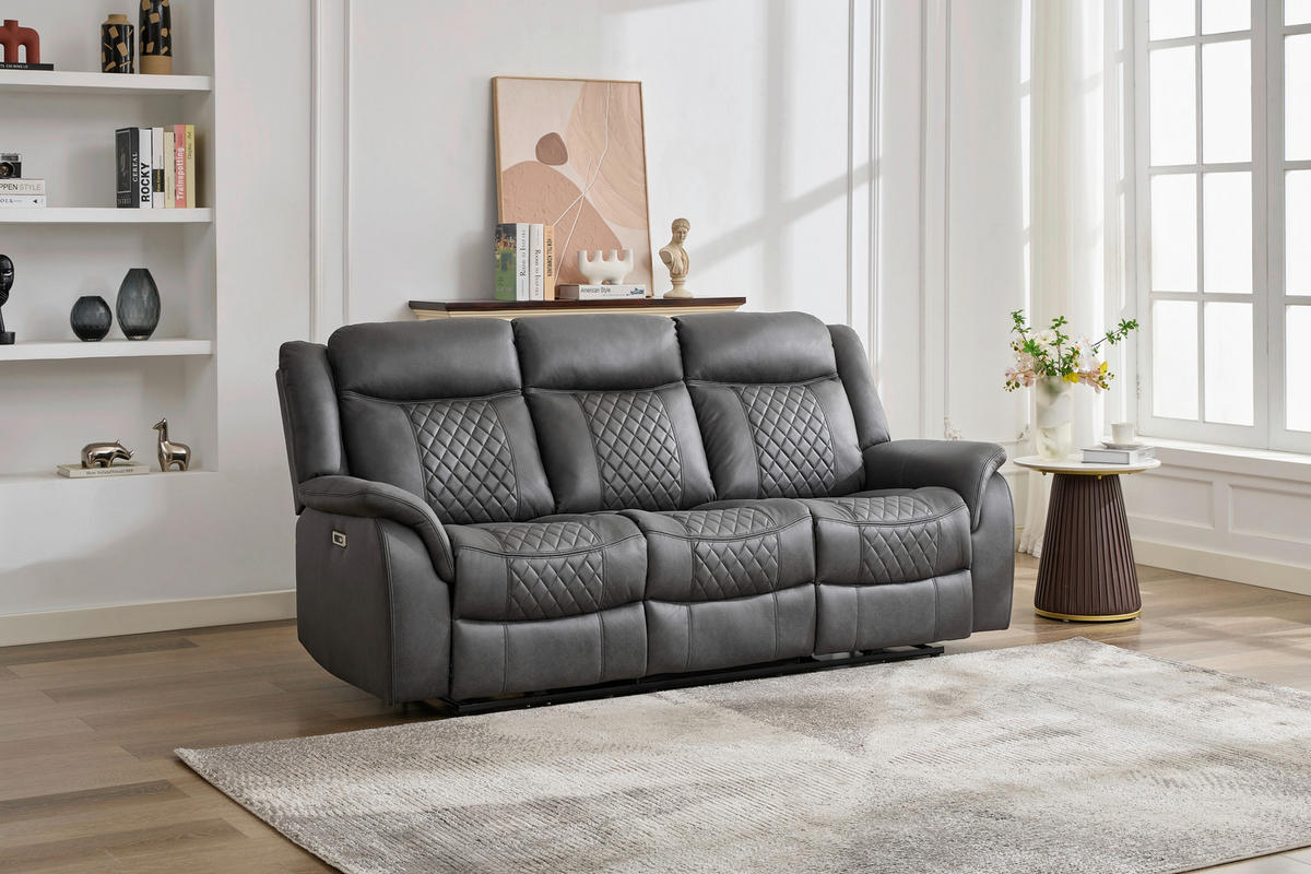 Sofa Pedro grau Microfaser B/H/T: ca. 220x108x94 cm Pedro - schwarz/grau (220,00/108,00/94,00cm)