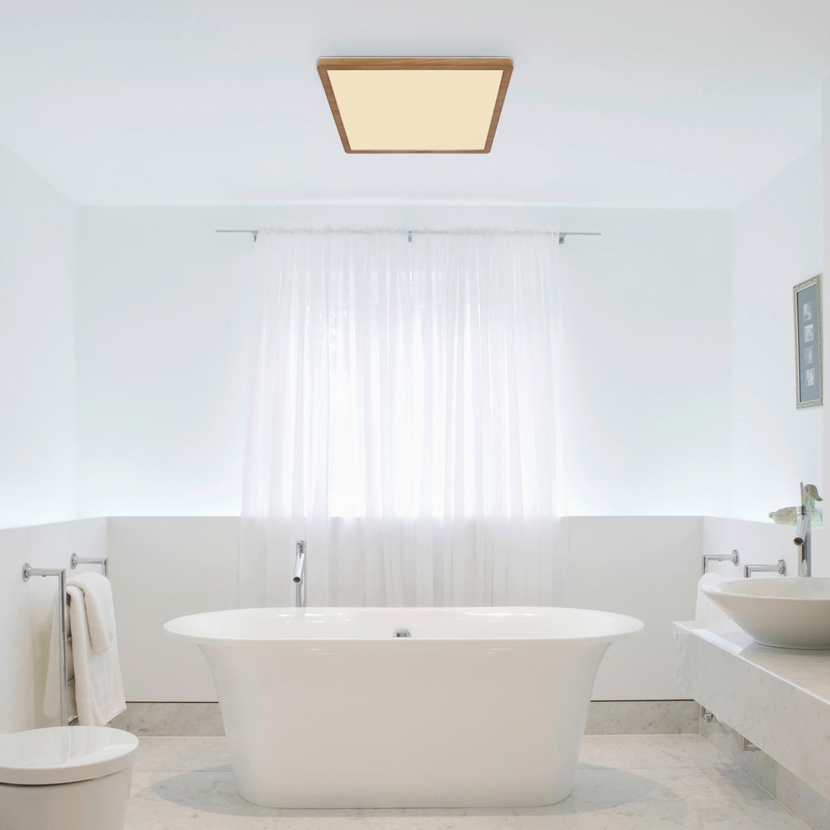 GLOBO LED-Deckenleuchte Opal braun Kunststoff B/H/T: ca. 42x2,5x42 cm SAPANA - braun/Opal (42,00/2,50/42,00cm) - GLOBO