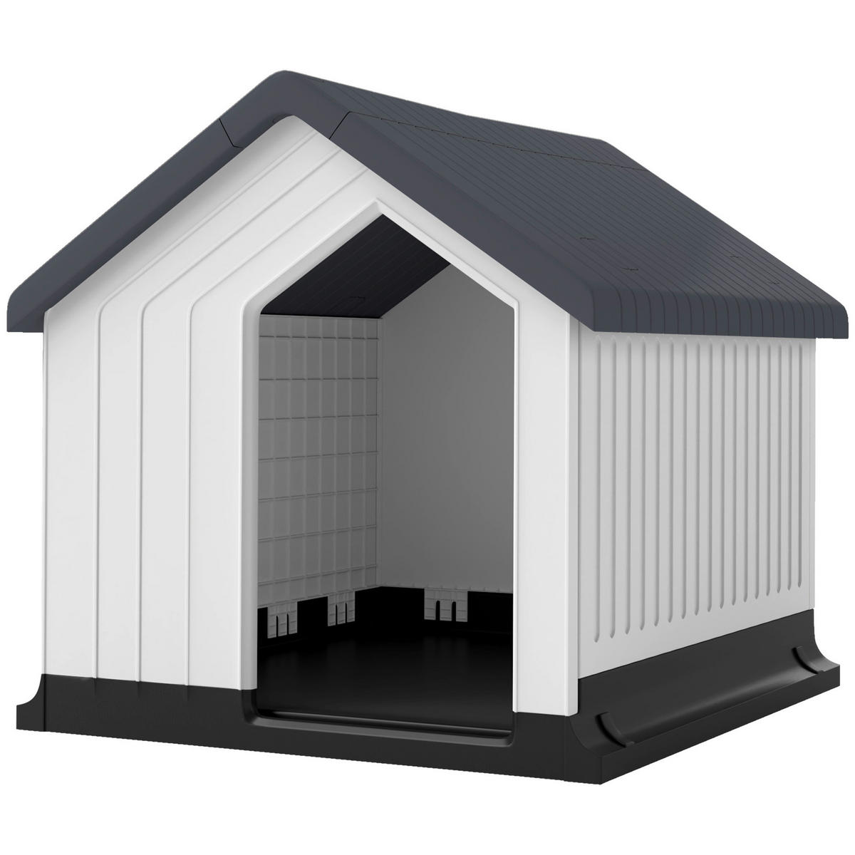PawHut Hundehütte grau Kunststoff B/H/L: ca. 61x60x62 cm Hundehütte - weiß/grau (62,00/61,00/60,00cm) - PawHut