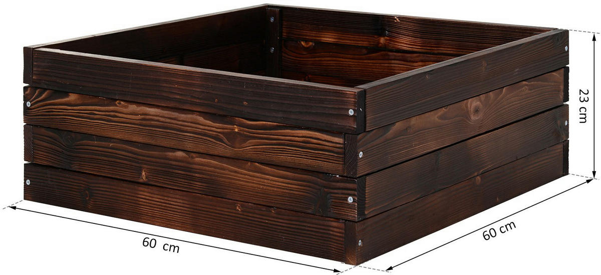 Outsunny Hochbeet B/H/L: ca. 60x23x60 cm Quadratisches Hochbeet 845-295 - dunkelbraun (60,00/60,00/23,00cm) - Outsunny