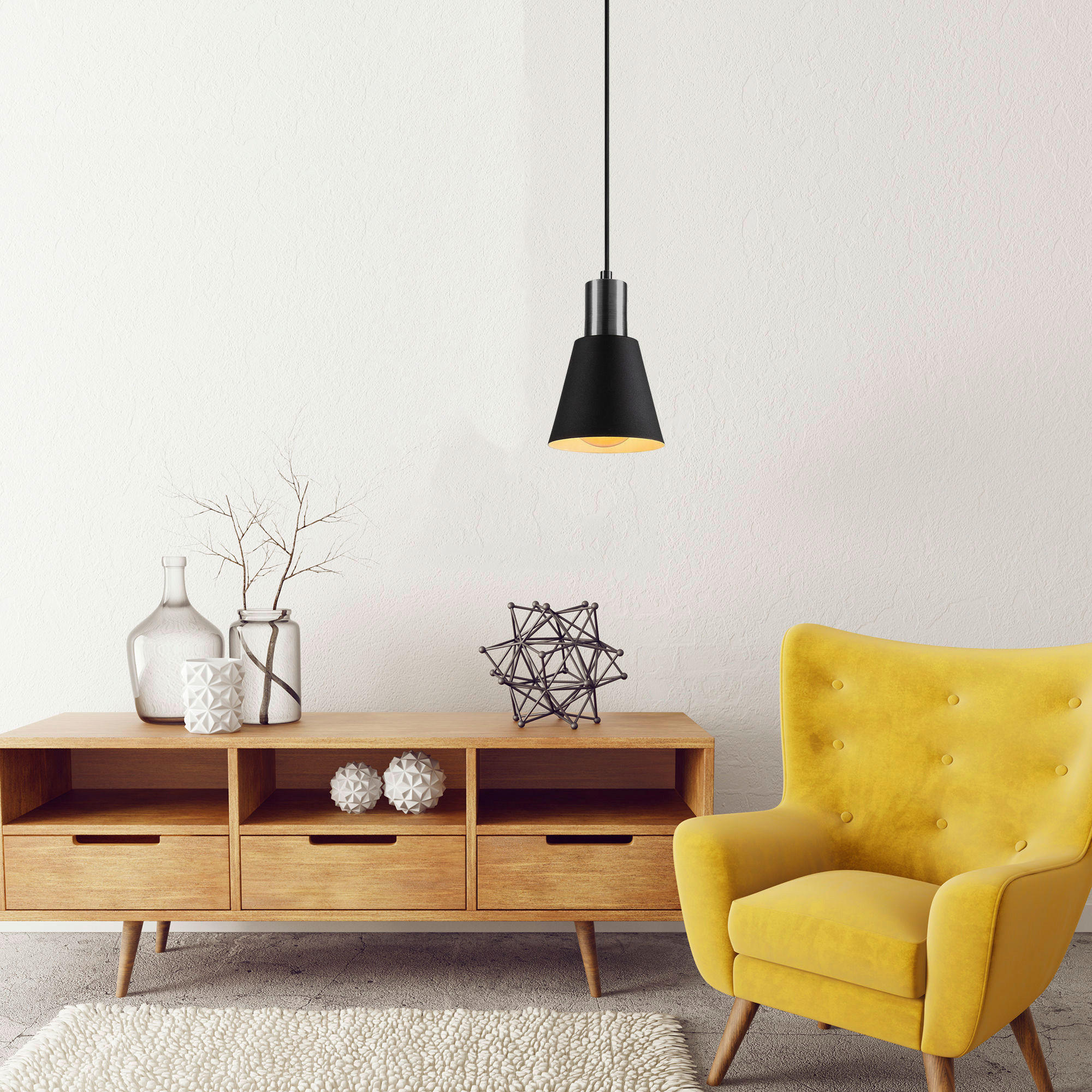 Thumbnail - Opviq Pendelleuchte Kem schwarz nickel Eisen B/H/T/L/D: ca. 14x114x14x14x14 cm E27 1 Brennstellen