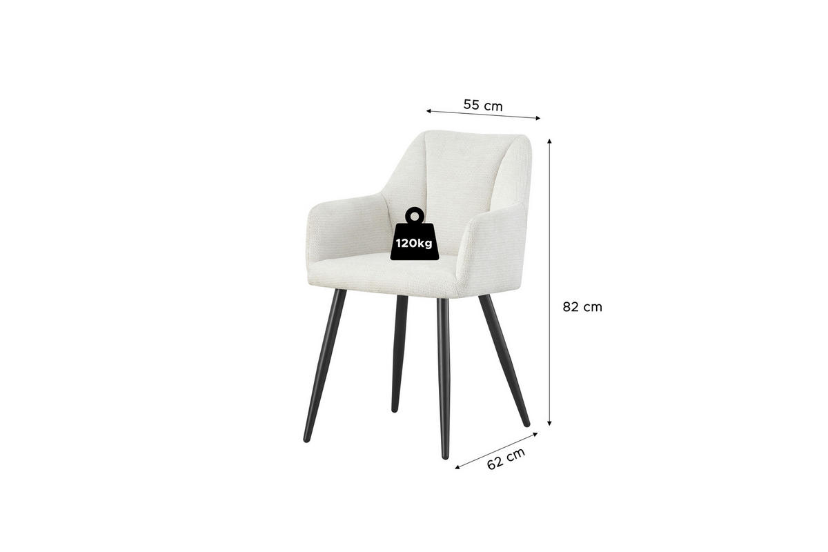 Stuhl BELLA, 2er Set creme schwarz B/H/T: ca. 55x82x62 cm BELLA, 2er Set - creme/schwarz (55,00/82,00/62,00cm) - xonox.home