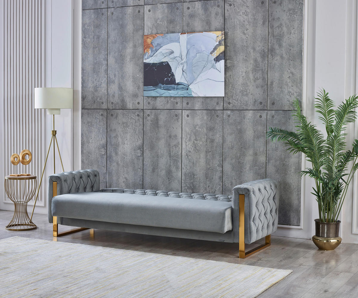 Schlafsofa Crystal braun grau B/H/T: ca. 235x86x87 cm Crystal - gold/braun (235,00/86,00/87,00cm)