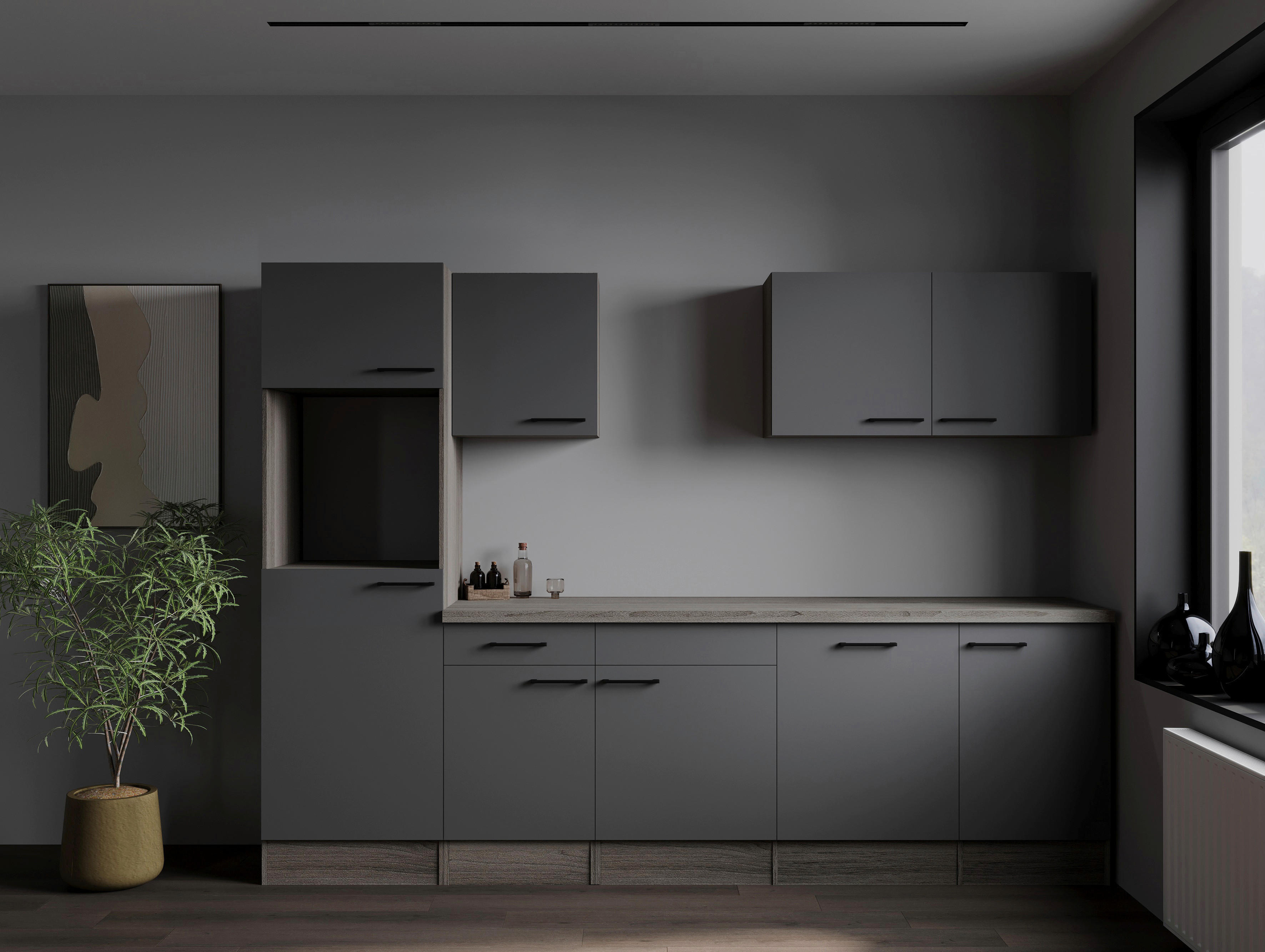 Küchenblock Oliver B/H/T: ca. 280x205x60 cm Oliver - Eiche/grau (280,00/205,00/60,00cm) - Respekta