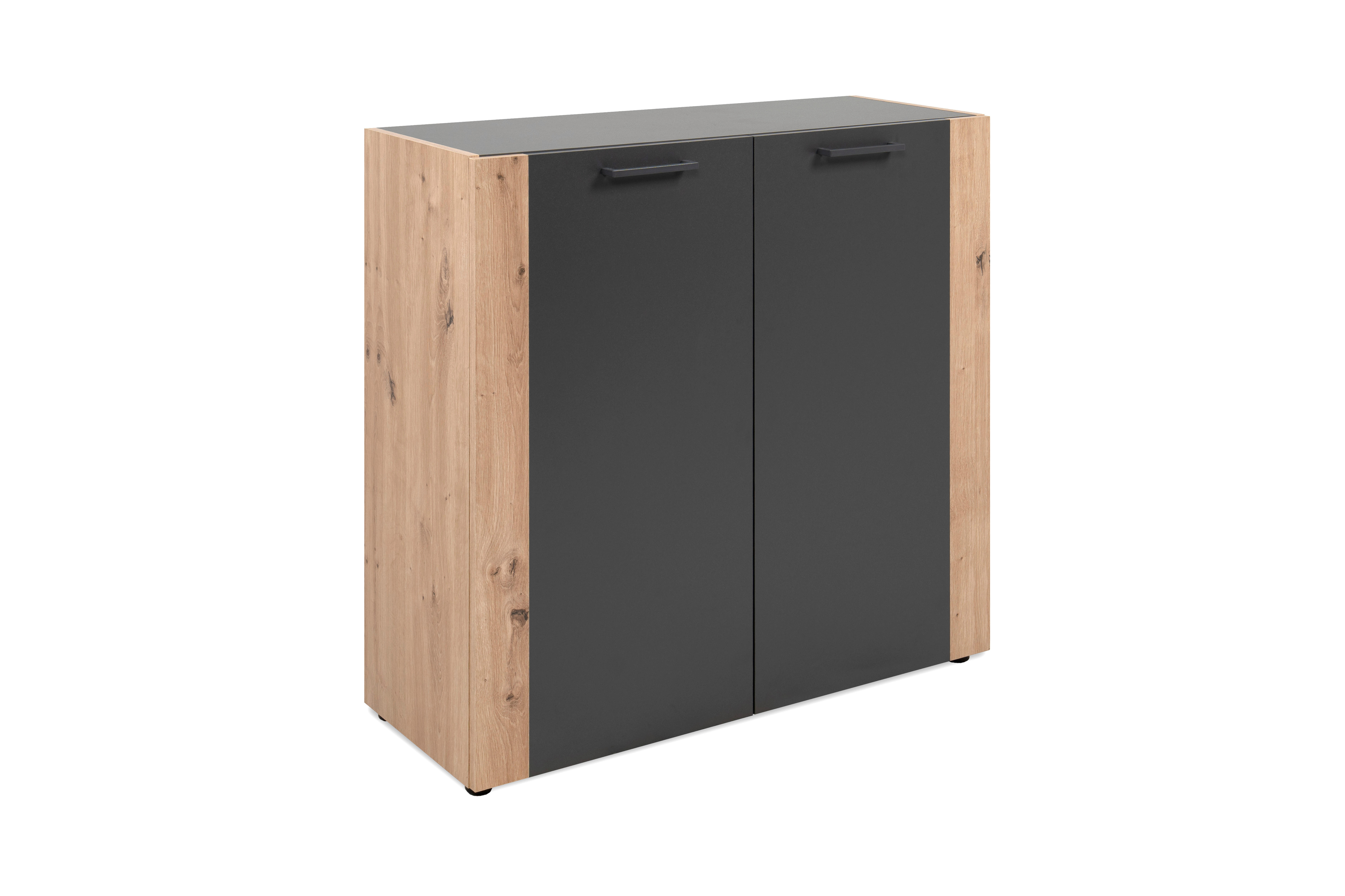 Kommode Cento anthrazit Eiche Artisan Oak Nachbildung B/H/T: ca. 89x83x35 cm Cento - Eiche/anthrazit (89,00/83,00/35,00cm)