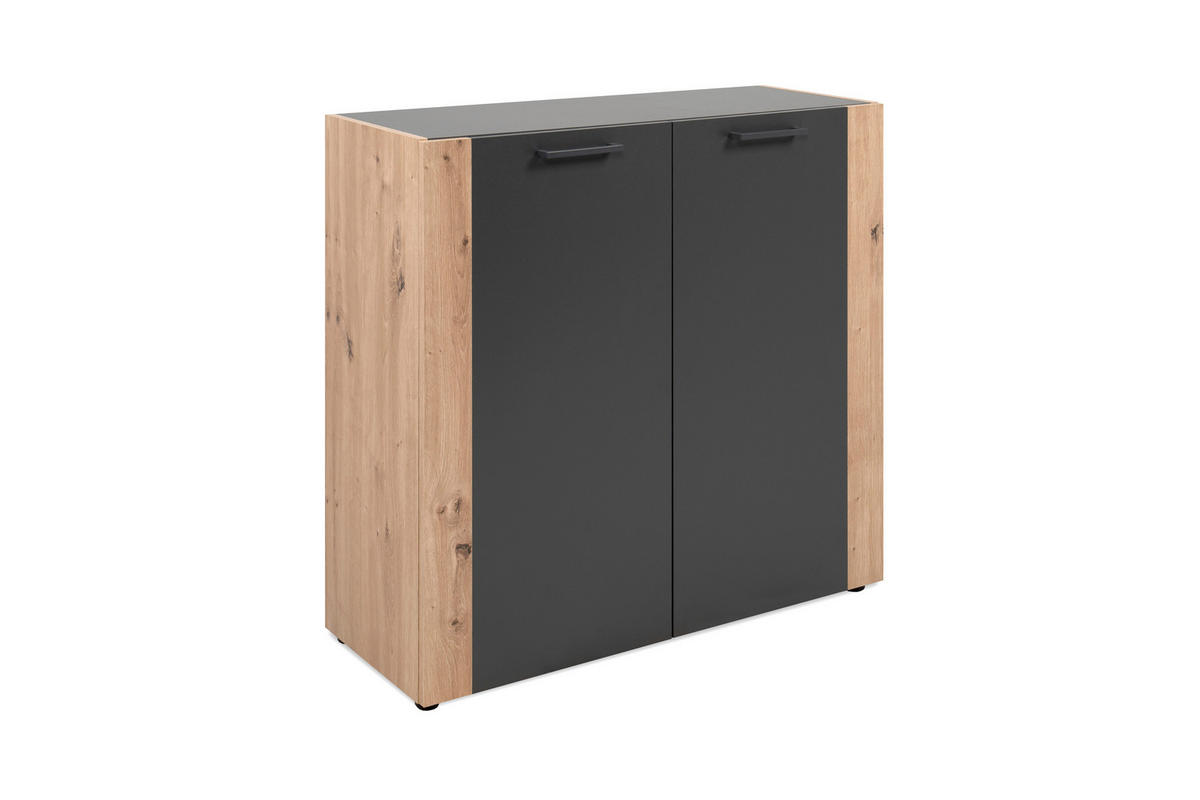 Kommode Cento anthrazit Eiche Artisan Oak Nachbildung B/H/T: ca. 89x83x35 cm Cento - Eiche/anthrazit (89,00/83,00/35,00cm)