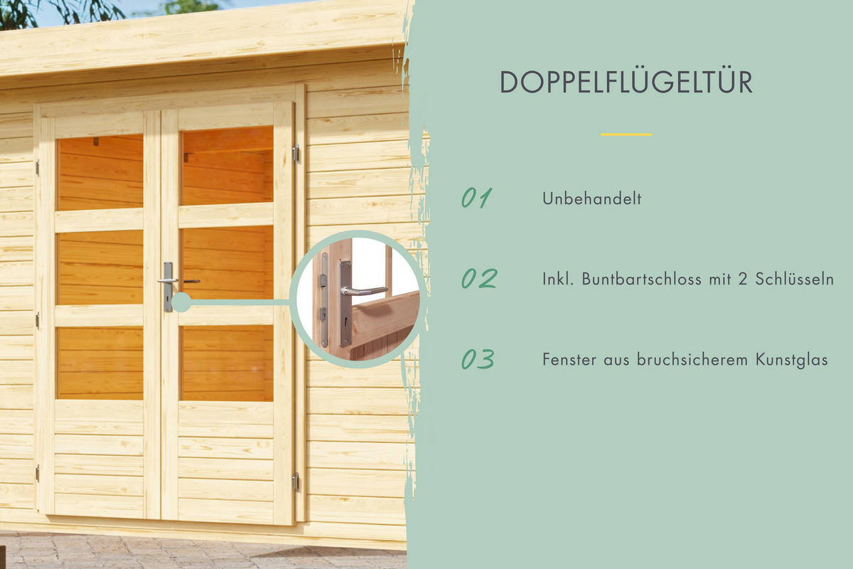 Karibu Gartenhaus Fabi natur B/H/L: ca. 204x230x244 cm Fabi - natur (244,00/204,00/230,00cm) - Karibu