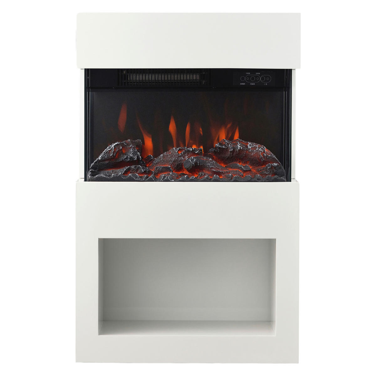 KAMINIO Elektrischer-Kamin HENRI weiß Metall B/H/T: ca. 48x75x21,7 cm ca. 2000 W HENRI - weiß (48,00/75,00/21,70cm) - KAMINIO