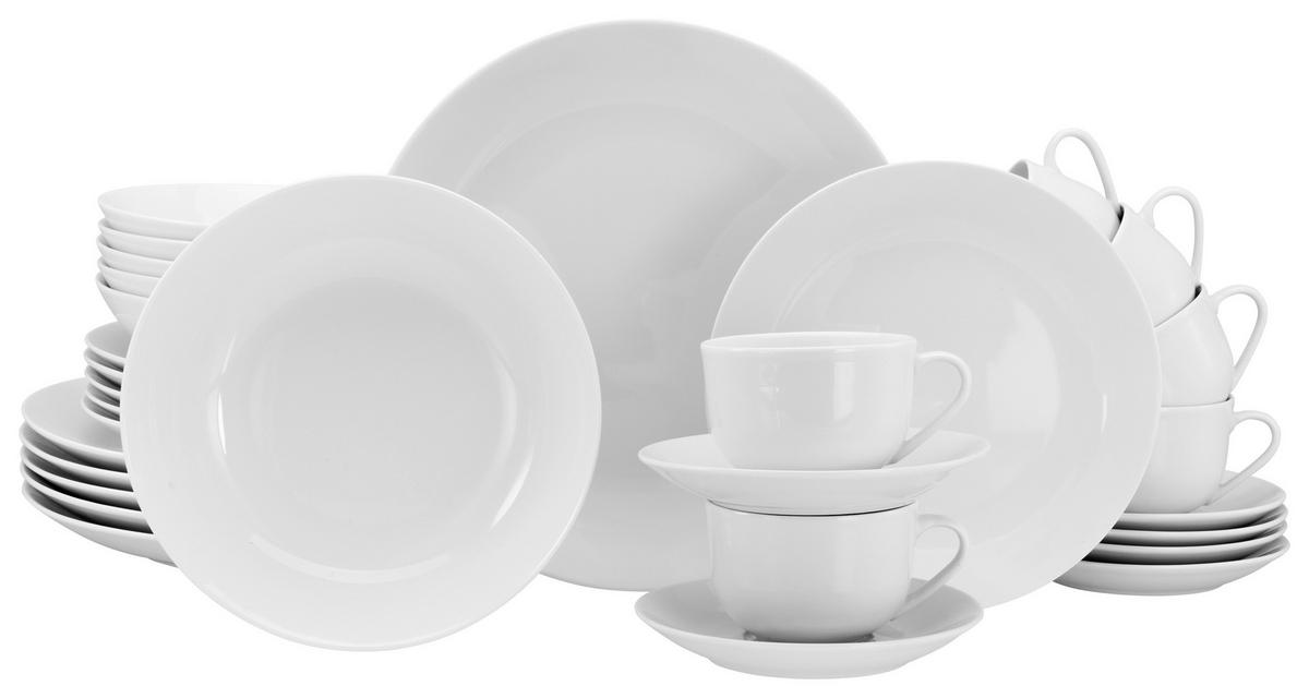 CreaTable Kombiservice Luna weiß Porzellan 30 tlg. Luna - weiß - CreaTable