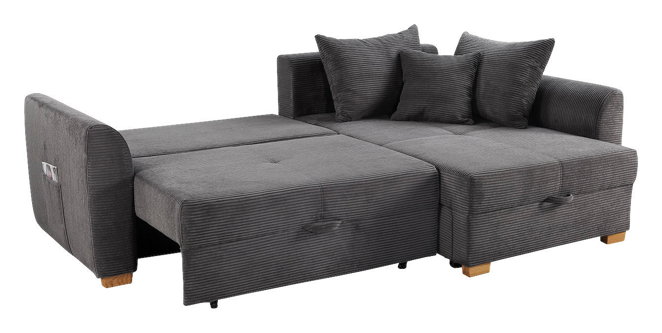 Thumbnail - Ecksofa mit Bettfunktion und Bettkasten grau B/H/T: ca. 236x81x160 cm