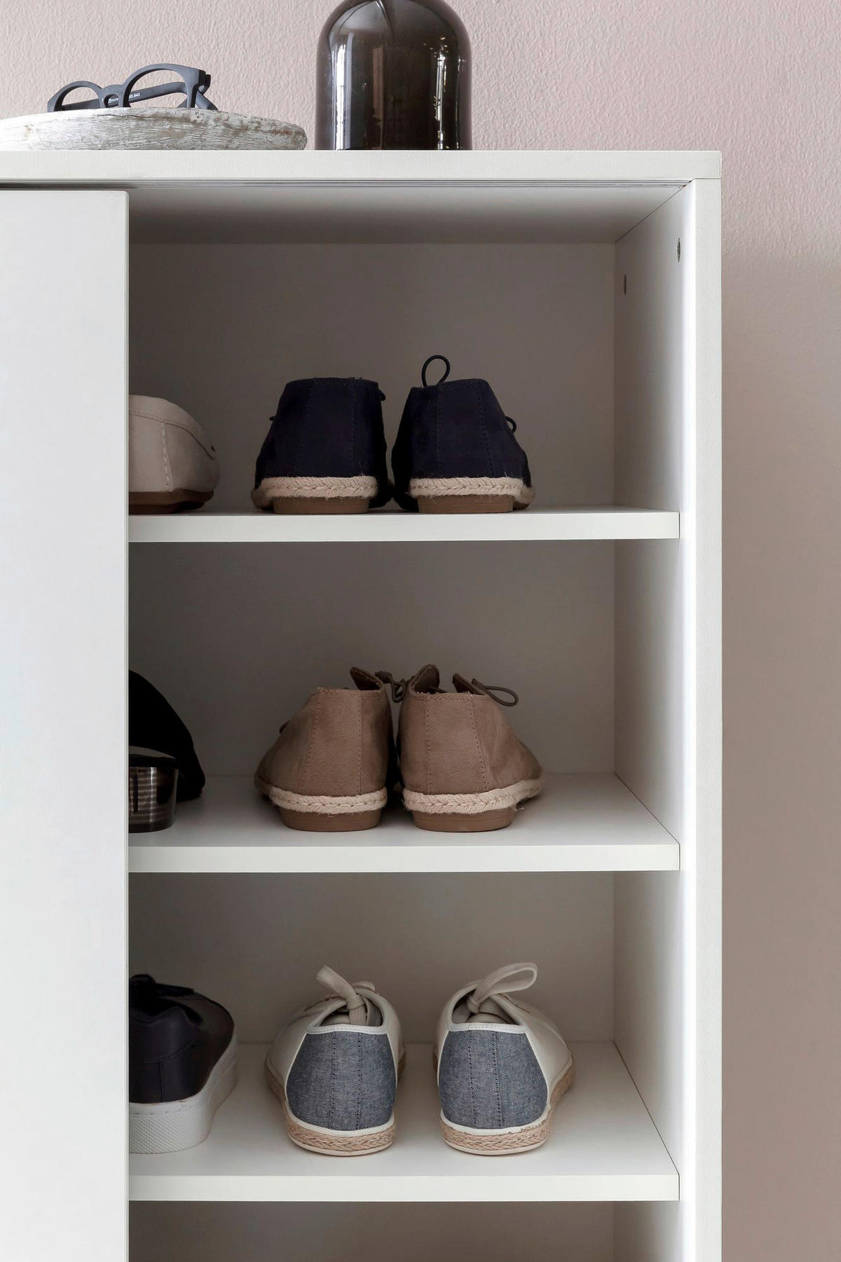 Schuhschrank weiß B/H/T: ca. 100x108x37,5 cm Schuhschrank - weiß (100,00/108,00/37,50cm) - Wohnling