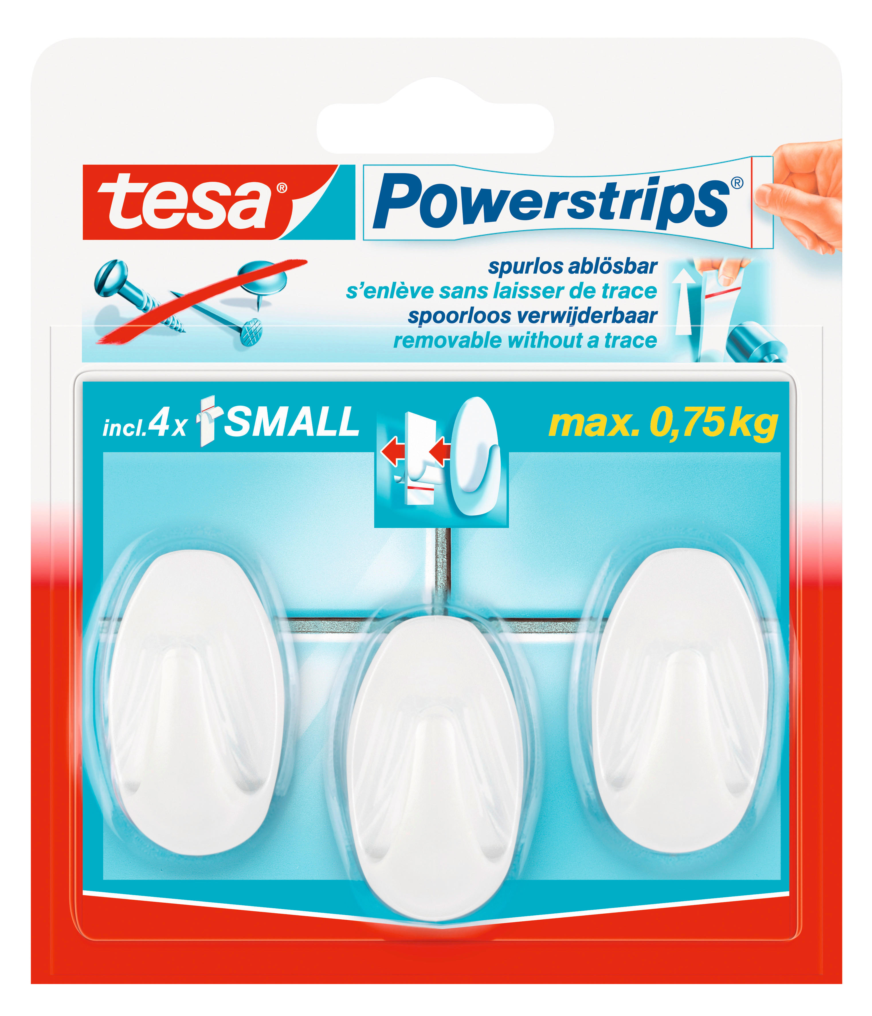 Powerstrips weiß Kunststoff B/H: ca. 25x3 cm Powerstrip_Haken_S_Oval_tesa - weiß (25,00/3,00cm) - tesa