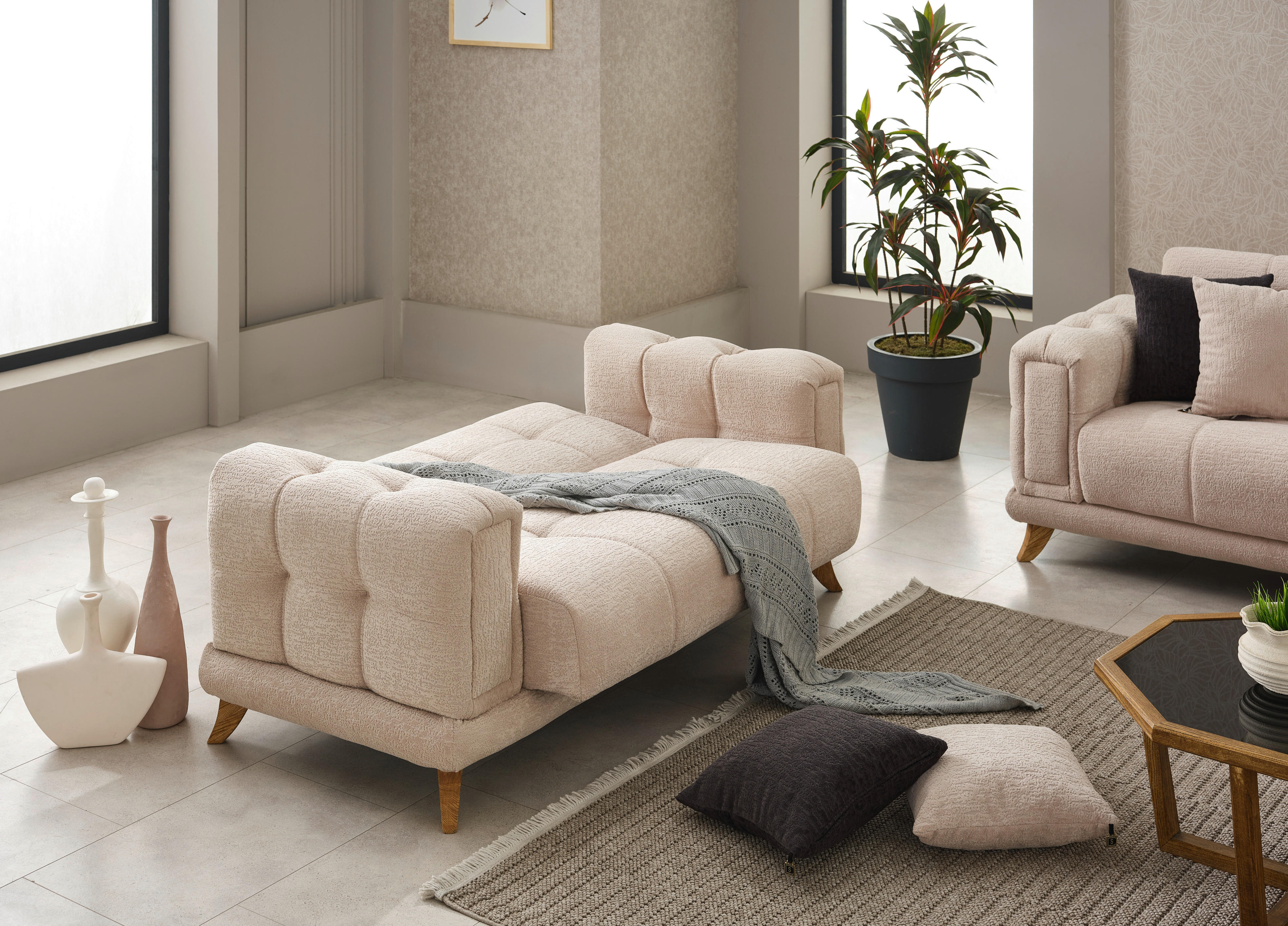 Thumbnail - Sofa 3-2-1 Rixos beige Webstoff