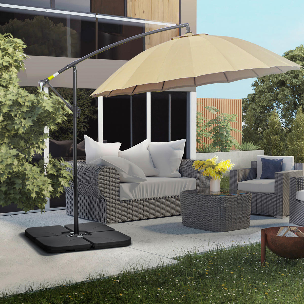 Outsunny Schirmgewicht mit 4 Teilen Schirmgewicht_mit_4Teilen - schwarz (104,00/104,00/7,50cm) - Outsunny