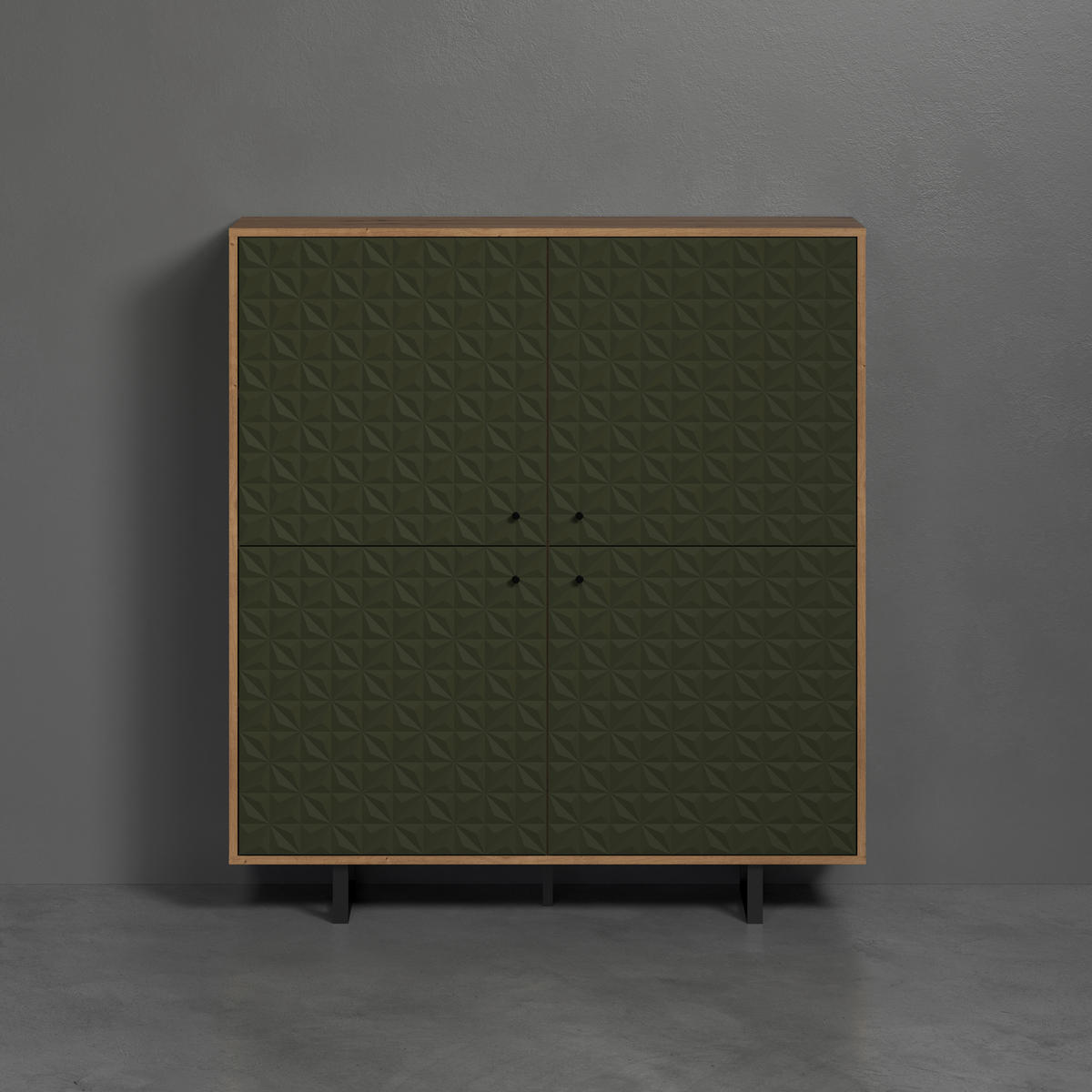 Highboard Sentra Eiche Artisan Nachbildung grün dunkel B/H/T: ca. 124x136x40 cm Sentra - Eiche/grün (124,00/136,00/40,00cm) - Trendteam