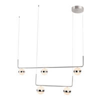 GLOBO Hängeleuchte 56008-5H1 nickel Opal Acryl Chrom B/H/L: ca. 38x150x130 cm 1.0 Brennstellen Lovest - nickel/Opal (130,00/38,00/150,00cm) - GLOBO