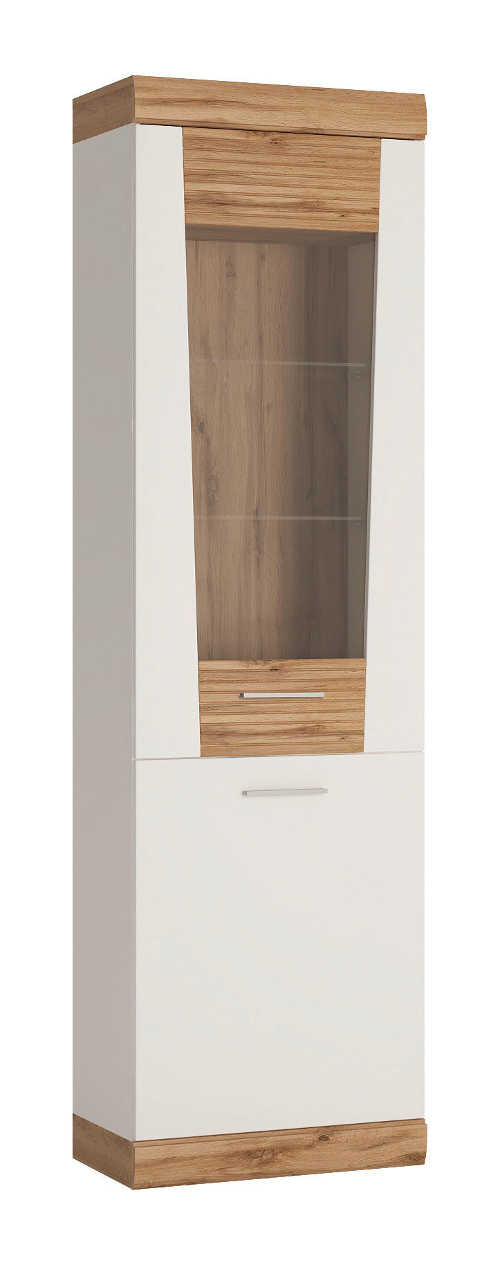 Standvitrine Merida B/H/T: ca. 58x202x36 cm Merida - Eiche/weiß (58,00/202,00/36,00cm)