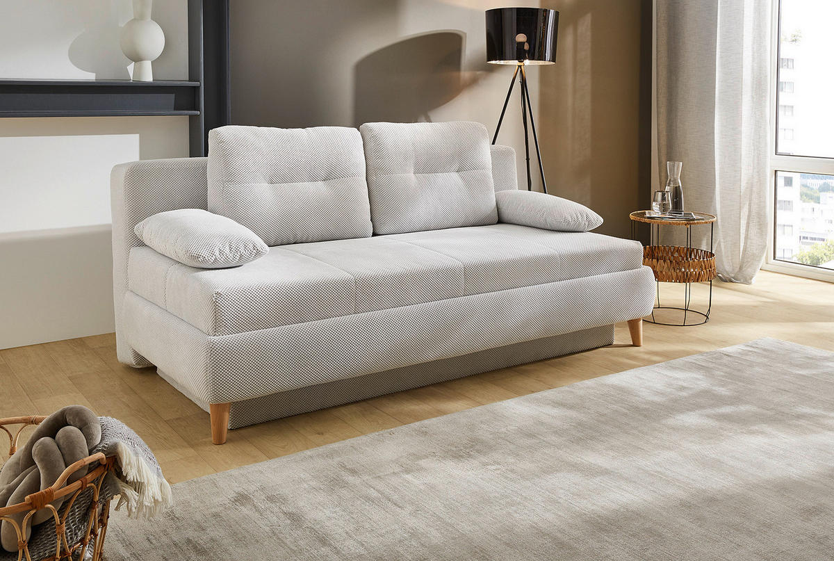 Dauerschlafsofa  hellbeige Maja_Dauerschlafsofa - hellbeige/buche (197,00/160,00cm)