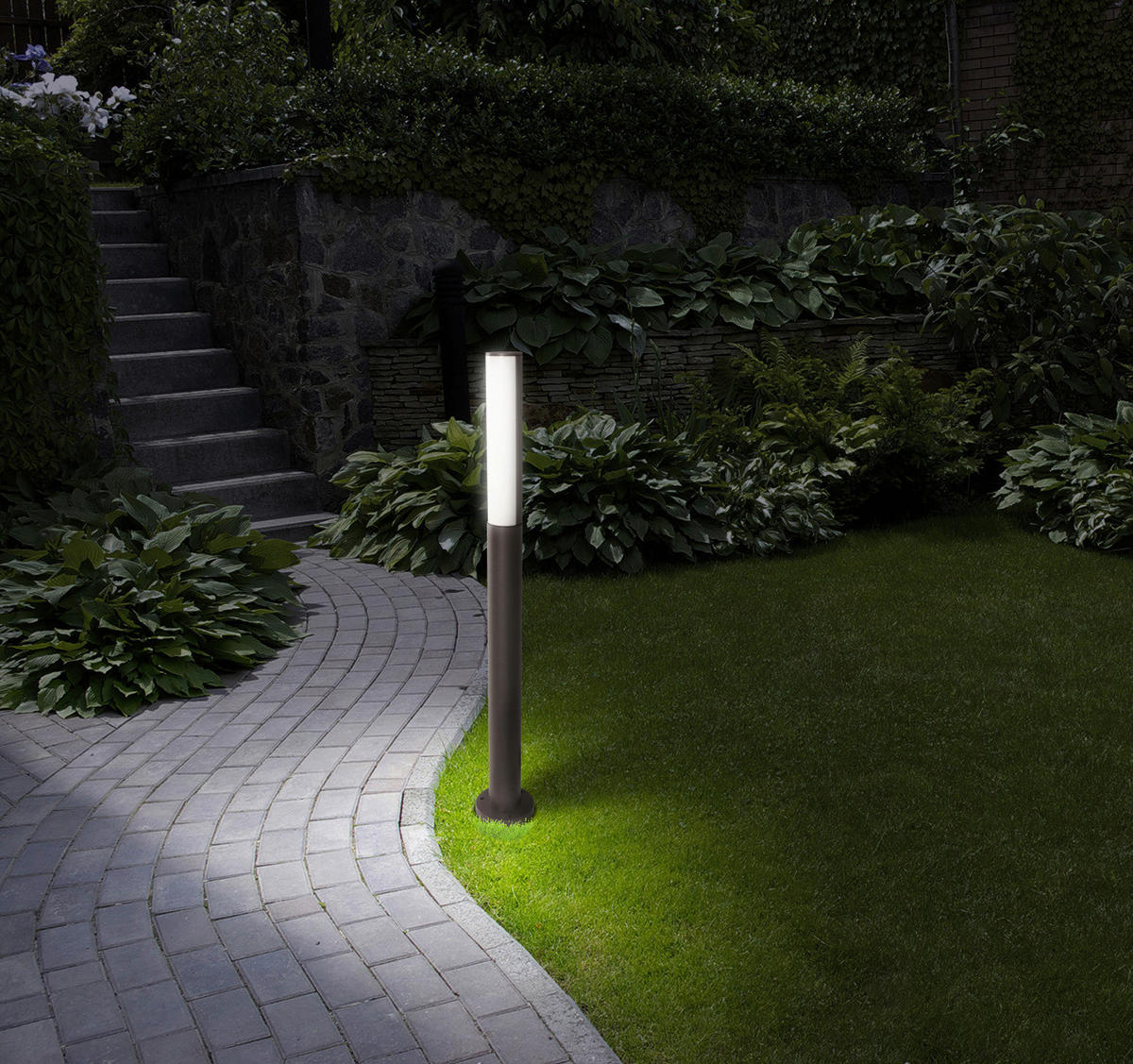 Näve Leuchten LED-Außensockelleuchte 2045497 schwarz Kunststoff Aluminium H/D: ca. 90x12 cm LED Außensockelleuchte Flair - schwarz (12,00/90,00cm) - Näve Leuchten